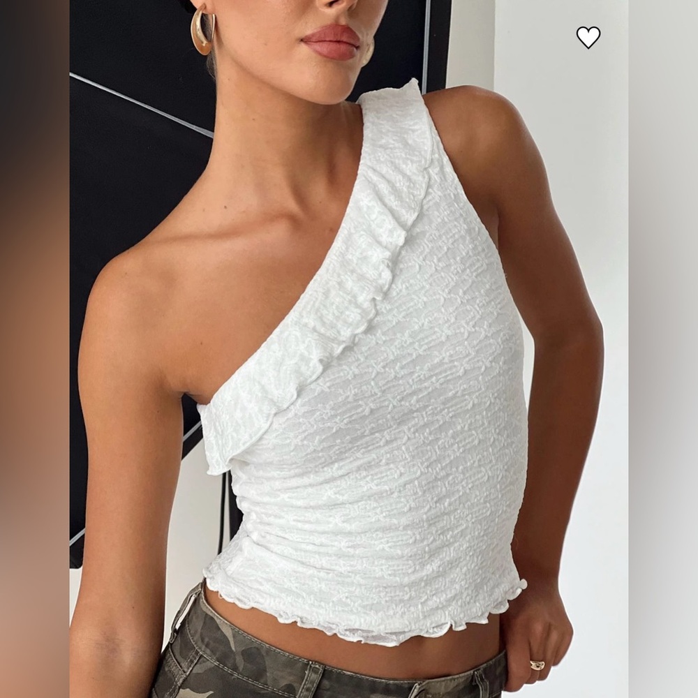 Princess Polly Ryatt One Shoulder Ruffle Top - White, Size 0